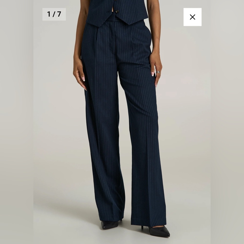 Women’s Navy Pinstripe Pants